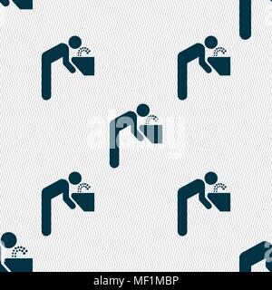 drinking fountain icon sign. Seamless pattern with geometric texture. Vector illustration Stock Vector