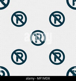 No parking icon sign. Seamless pattern with geometric texture. Vector illustration Stock Vector