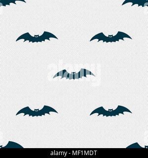 bat icon sign. Seamless pattern with geometric texture. Vector illustration Stock Vector