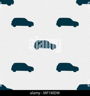 Jeep icon sign. Seamless pattern with geometric texture. Vector illustration Stock Vector
