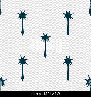 Mace icon sign. Seamless pattern with geometric texture. Vector illustration Stock Vector