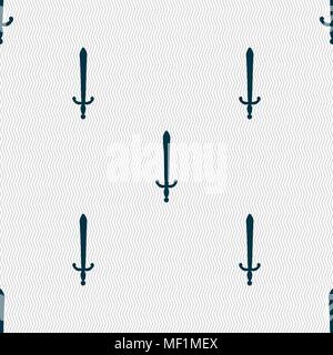 the sword icon sign. Seamless pattern with geometric texture. Vector illustration Stock Vector