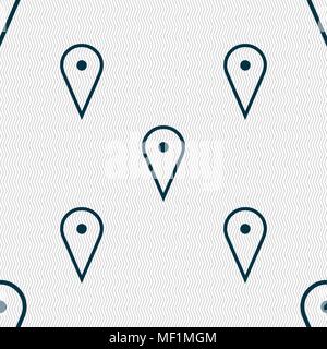 map poiner icon sign. Seamless pattern with geometric texture. Vector illustration Stock Vector