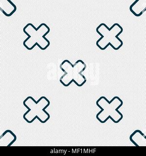 Cancel icon sign. Seamless pattern with geometric texture. Vector illustration Stock Vector
