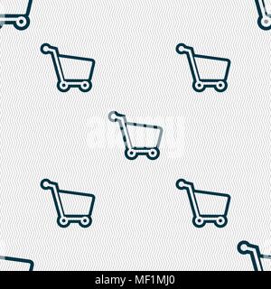 Shopping cart icon sign. Seamless pattern with geometric texture. Vector illustration Stock Vector