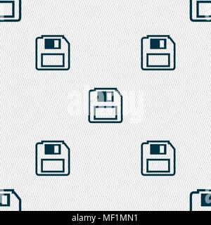 floppy disk icon sign. Seamless pattern with geometric texture. Vector illustration Stock Vector