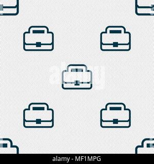 Briefcase icon sign. Seamless pattern with geometric texture. Vector illustration Stock Vector
