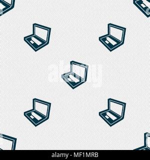 Laptop icon sign. Seamless pattern with geometric texture. Vector illustration Stock Vector