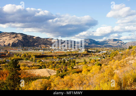 Scenic autumn view of the rural landscape of Oliver located in the Okanagan Valley of British Columbia, Canada. Stock Photo
