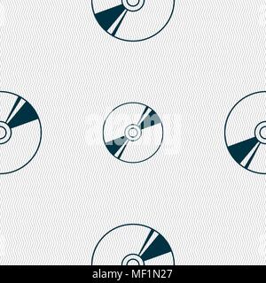 Cd, DVD, compact disk, blue ray icon sign. Seamless pattern with geometric texture. Vector illustration Stock Vector