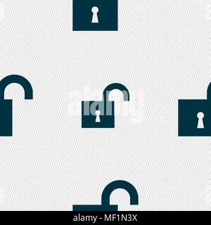 open lock icon sign. Seamless pattern with geometric texture. Vector illustration Stock Vector