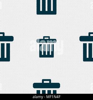 Recycle bin icon sign. Seamless pattern with geometric texture. Vector illustration Stock Vector