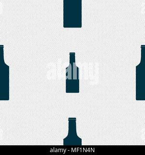 bottle icon sign. Seamless pattern with geometric texture. Vector illustration Stock Vector