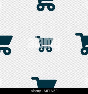 shopping basket icon sign. Seamless pattern with geometric texture. Vector illustration Stock Vector
