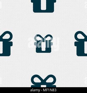 gift icon sign. Seamless pattern with geometric texture. Vector illustration Stock Vector