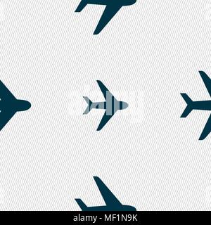 Plane icon sign. Seamless pattern with geometric texture. Vector illustration Stock Vector