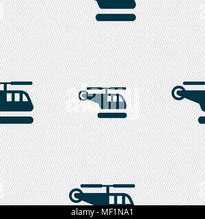 helicopter icon sign. Seamless pattern with geometric texture. Vector illustration Stock Vector