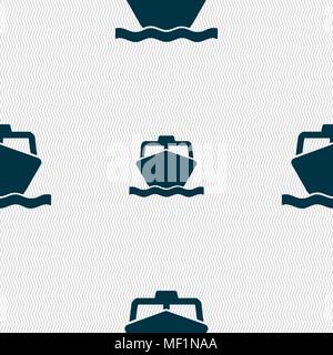 the boat icon sign. Seamless pattern with geometric texture. Vector illustration Stock Vector