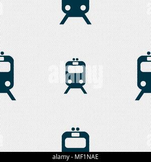 train icon sign. Seamless pattern with geometric texture. Vector illustration Stock Vector