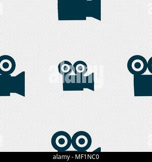video camera icon sign. Seamless pattern with geometric texture. Vector illustration Stock Vector