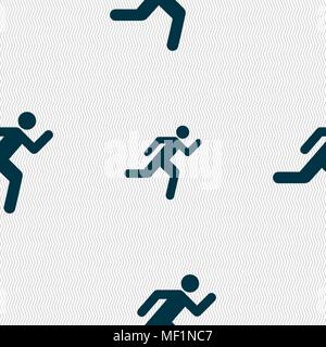 running man icon sign. Seamless pattern with geometric texture. Vector illustration Stock Vector