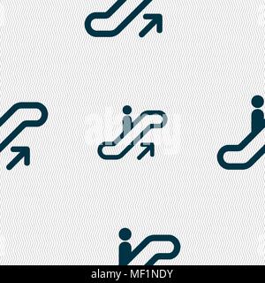 elevator, Escalator, Staircase icon sign. Seamless pattern with geometric texture. Vector illustration Stock Vector