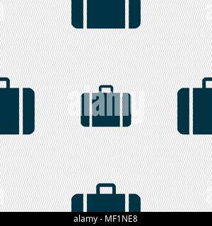 suitcase icon sign. Seamless pattern with geometric texture. Vector illustration Stock Vector
