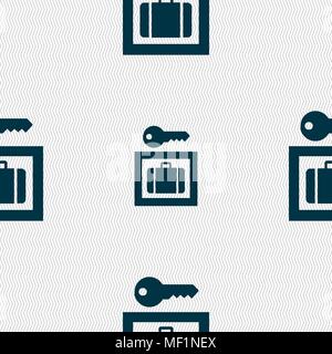 Luggage Storage icon sign. Seamless pattern with geometric texture. Vector illustration Stock Vector