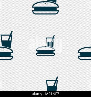 lunch box icon sign. Seamless pattern with geometric texture. Vector illustration Stock Vector