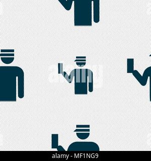 Inspector icon sign. Seamless pattern with geometric texture. Vector illustration Stock Vector