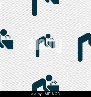 drinking fountain icon sign. Seamless pattern with geometric texture. Vector illustration Stock Vector