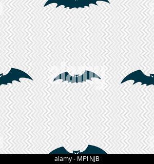 bat icon sign. Seamless pattern with geometric texture. Vector illustration Stock Vector
