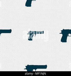 gun icon sign. Seamless pattern with geometric texture. Vector illustration Stock Vector