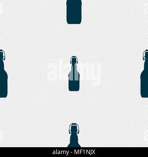 bottle icon sign. Seamless pattern with geometric texture. Vector illustration Stock Vector