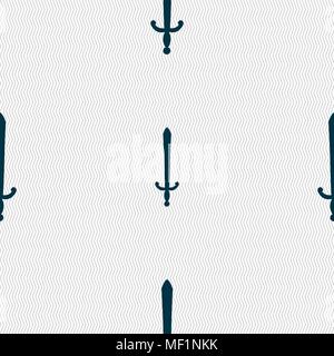 the sword icon sign. Seamless pattern with geometric texture. Vector illustration Stock Vector
