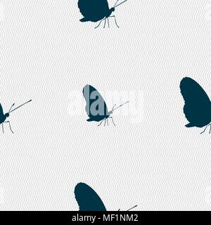 butterfly icon sign. Seamless pattern with geometric texture. Vector illustration Stock Vector