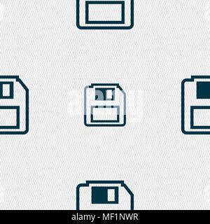 floppy disk icon sign. Seamless pattern with geometric texture. Vector illustration Stock Vector