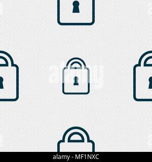 Lock icon sign. Seamless pattern with geometric texture. Vector illustration Stock Vector