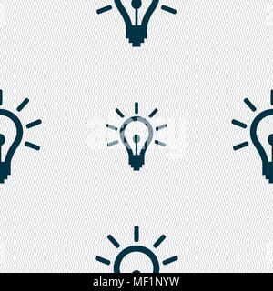 Light bulb icon sign. Seamless pattern with geometric texture. Vector illustration Stock Vector