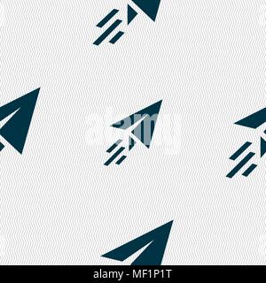 Paper airplane icon sign. Seamless pattern with geometric texture. Vector illustration Stock Vector