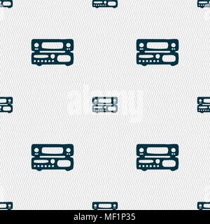 radio, receiver, amplifier icon sign. Seamless pattern with geometric texture. Vector illustration Stock Vector
