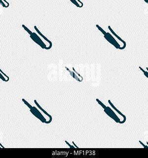 plug, mini jack icon sign. Seamless pattern with geometric texture. Vector illustration Stock Vector