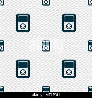 Tetris, video game console icon sign. Seamless pattern with geometric texture. Vector illustration Stock Vector