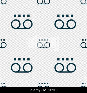 audio cassette icon sign. Seamless pattern with geometric texture. Vector illustration Stock Vector