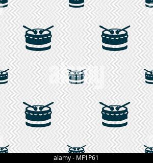 drum icon sign. Seamless pattern with geometric texture. Vector illustration Stock Vector