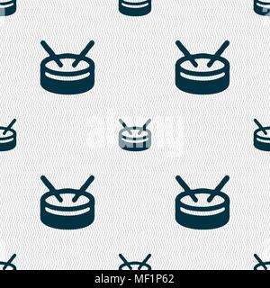 drum icon sign. Seamless pattern with geometric texture. Vector illustration Stock Vector