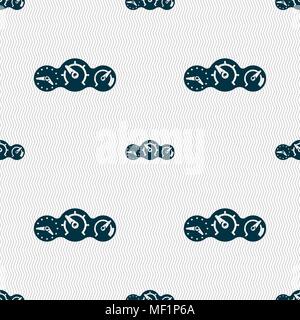 speed, speedometer icon sign. Seamless pattern with geometric texture. Vector illustration Stock Vector