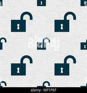 open lock icon sign. Seamless pattern with geometric texture. Vector illustration Stock Vector