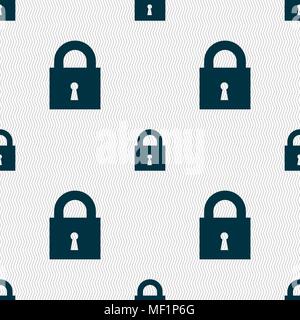 closed lock icon sign. Seamless pattern with geometric texture. Vector illustration Stock Vector