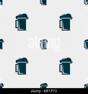 glass of beer icon sign. Seamless pattern with geometric texture. Vector illustration Stock Vector